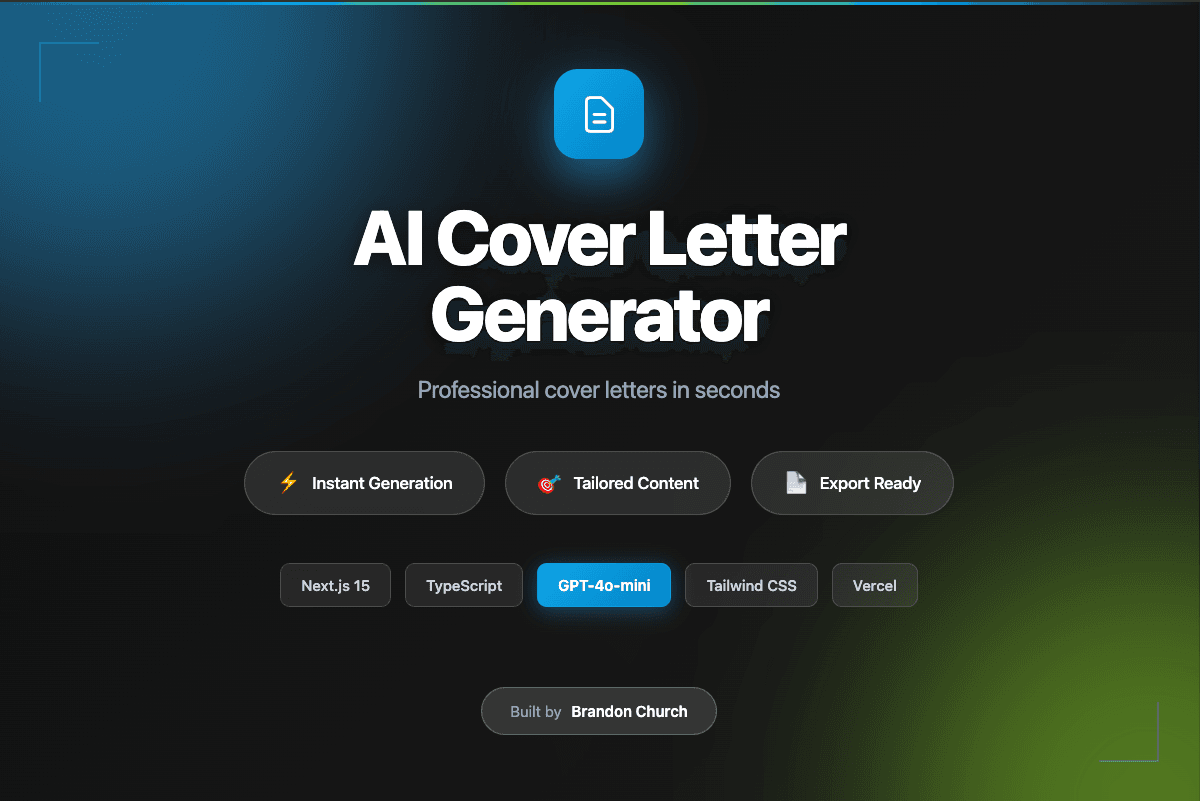 Screenshot of AI Cover Letter Generator